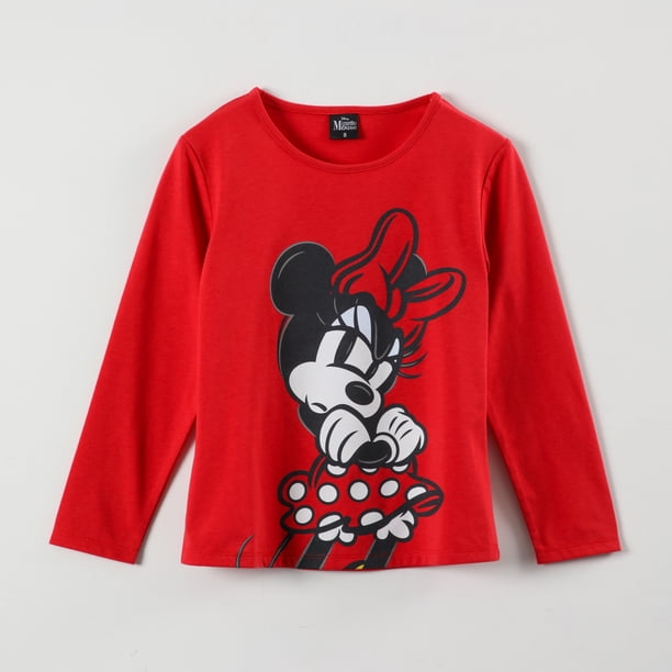 Polera Manga Larga Niña Minnie Irritated Rojo Disney