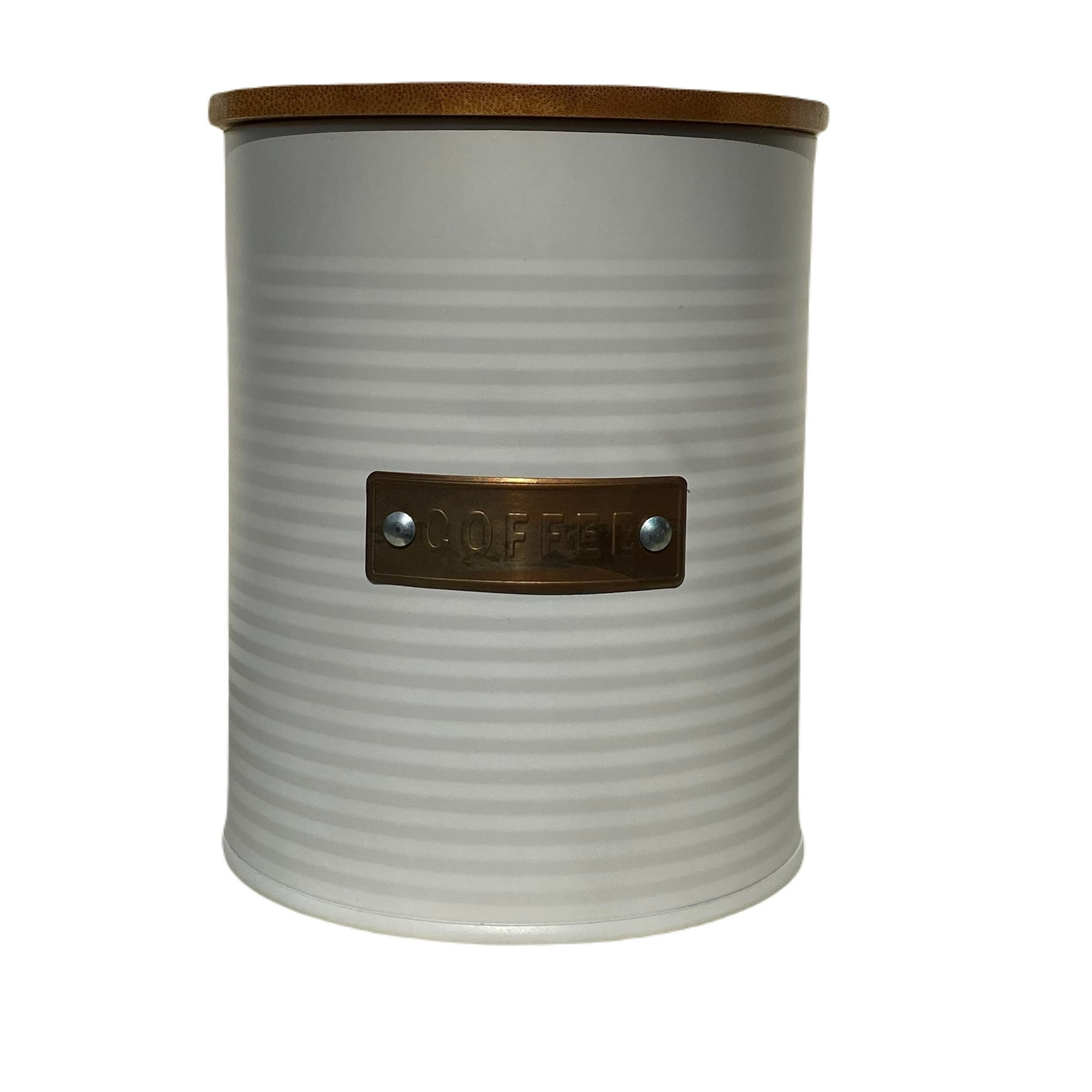 Decogreen - Canister Blanco Placa Dorada Coffee13x11