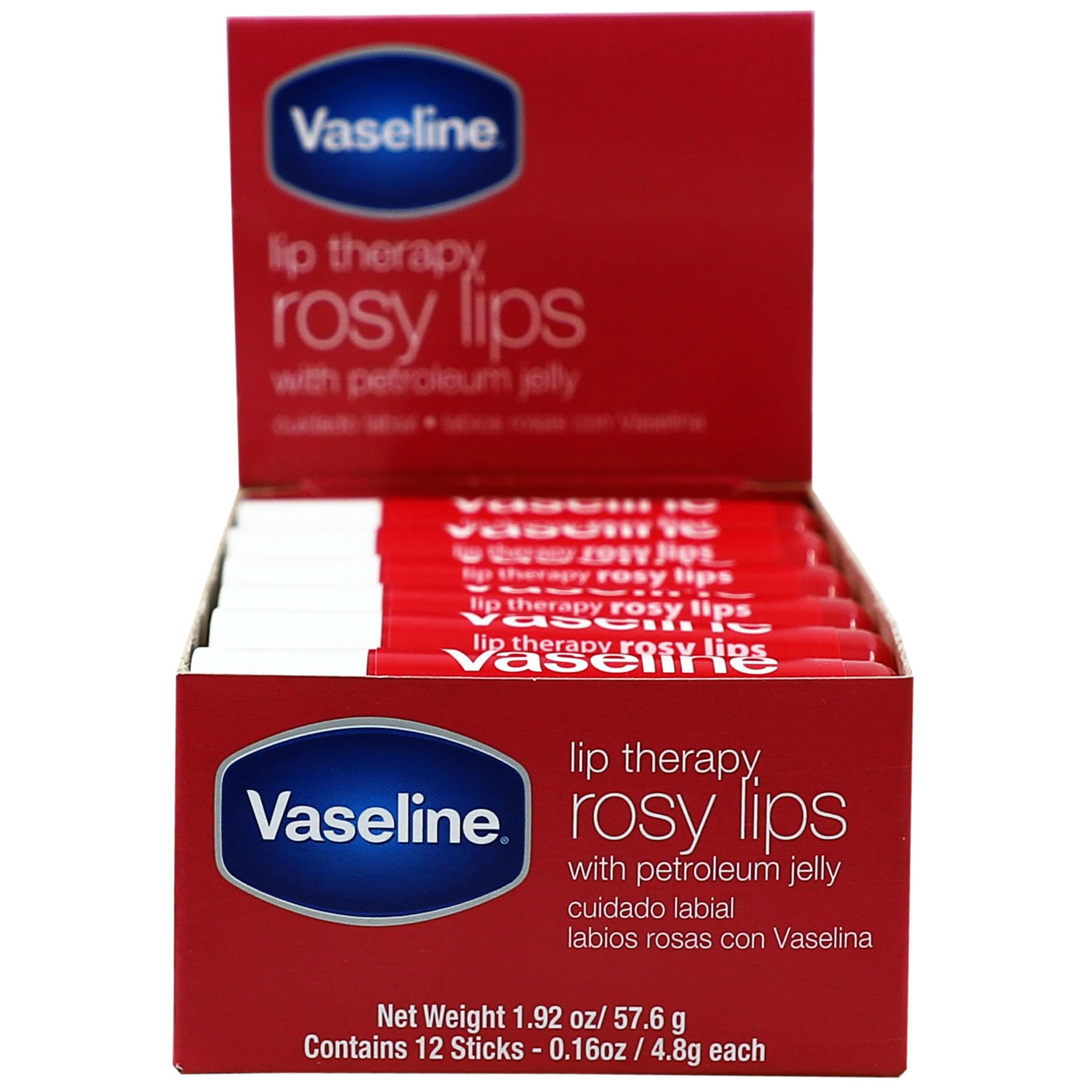 Bálsamo Labial Vaseline Lip Rosy Fast-Acting Nourishment, 12 Barras