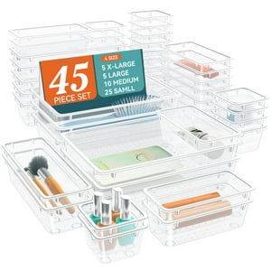 Organizadores De Cajones Spacetrove, 45 Unidades, Plástico, Color Blanco