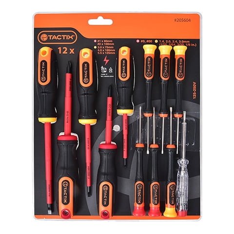 Tactix - Juego De Destornilladores 12 Piezas Aislados 1000V