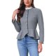 thumbnail image 4 of INSPIRE CHIC Chaqueta Vintage para Mujer Cuello Redondo Espiguilla Manga Larga Abotonada Dobladillo con Volantes Chaquetas Casual de Negocios L Negro Gris, 4 of 6
