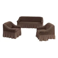 Casadeliacl - Funda Tfi Raya Kit Para Sillón 3+1+1 Líneas / Marrón Oscuro / Líneas