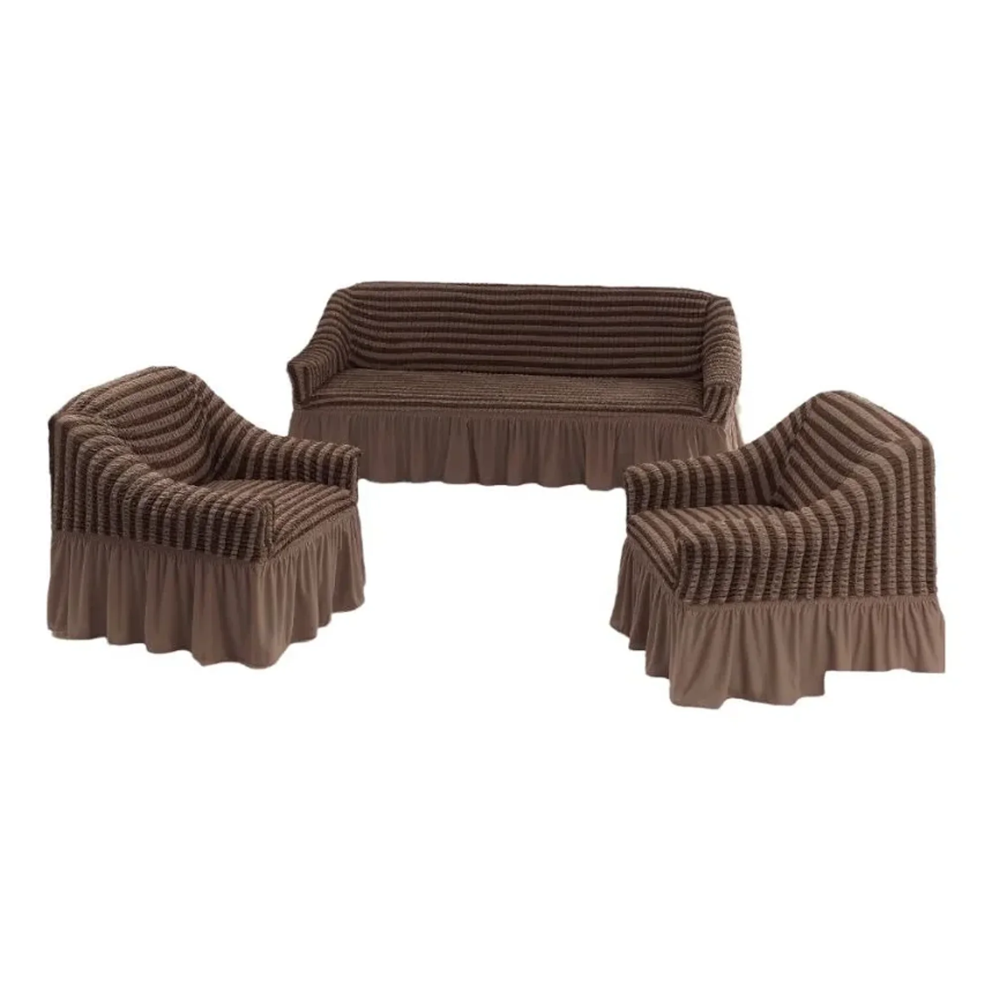 Casadeliacl - Funda Tfi Raya Kit Para Sillón 3+1+1 Líneas / Marrón Oscuro / Líneas