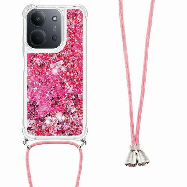 Funda FOXDOCK para Xiaomi Redmi 15C con Cuerda Ajustable, Brillo Líquido, Protección Antigolpes y Lente – Ideal para Regalo