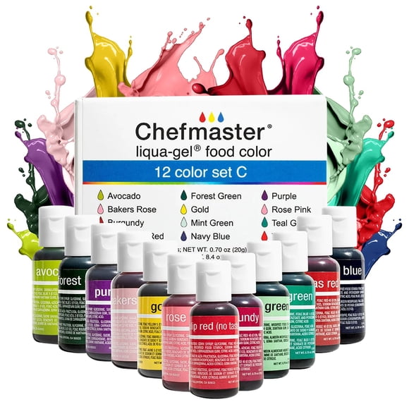 Set de 12 Colores de Colorante Alimentario en Gel Liqua-Gel Chefmaster