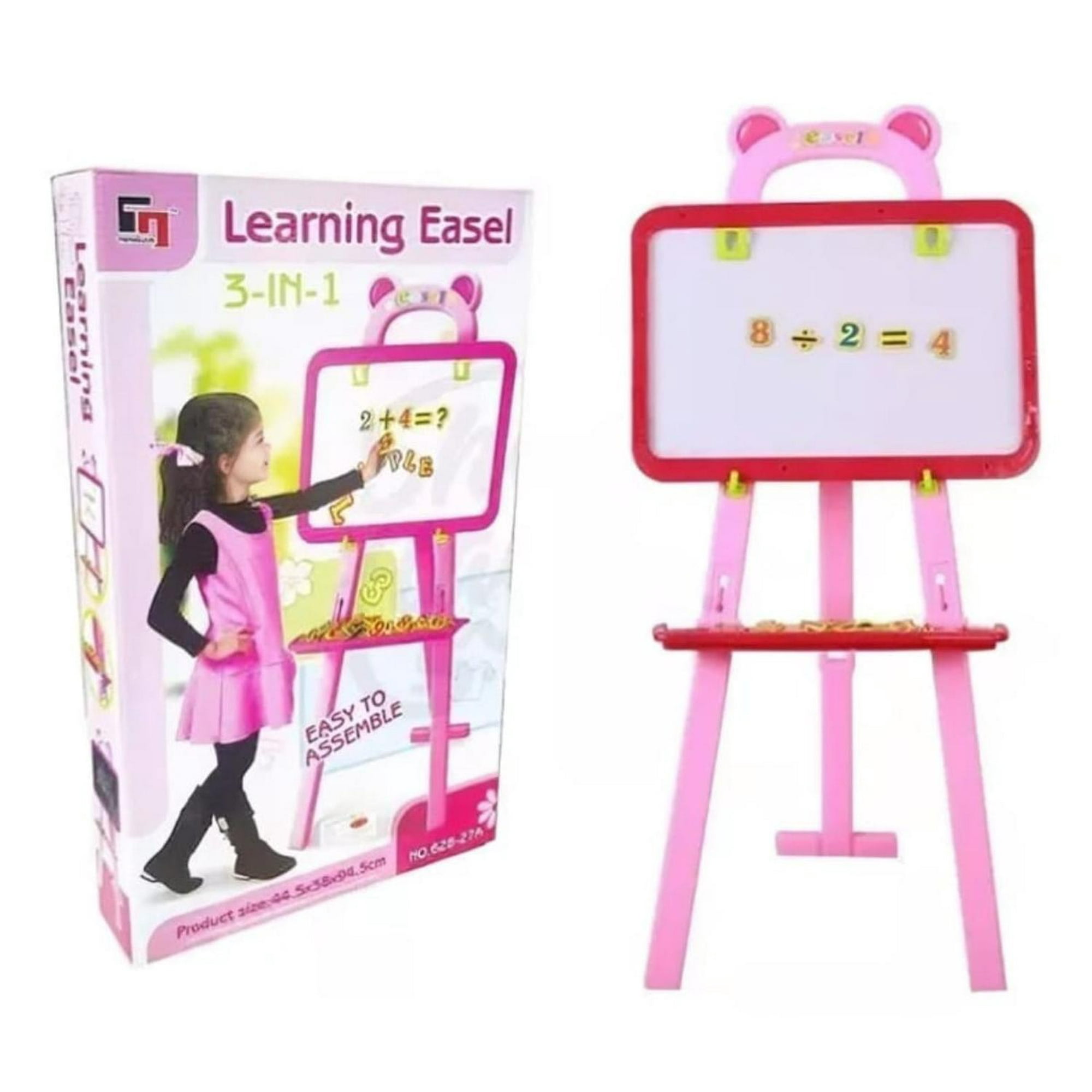 Genérico - Pizarra 3 En 1 Para Ninos Doble Tablero Rosa