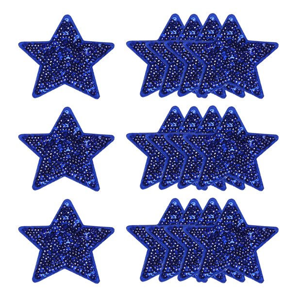 Uxcell Parches de Estrella de Lentejuelas para Planchar, Parches de Lentejuelas Bordados para Reparación de Ropa, Decoraciones para Mochilas y Zapatos Azul Profundo 2.6 pulgadas