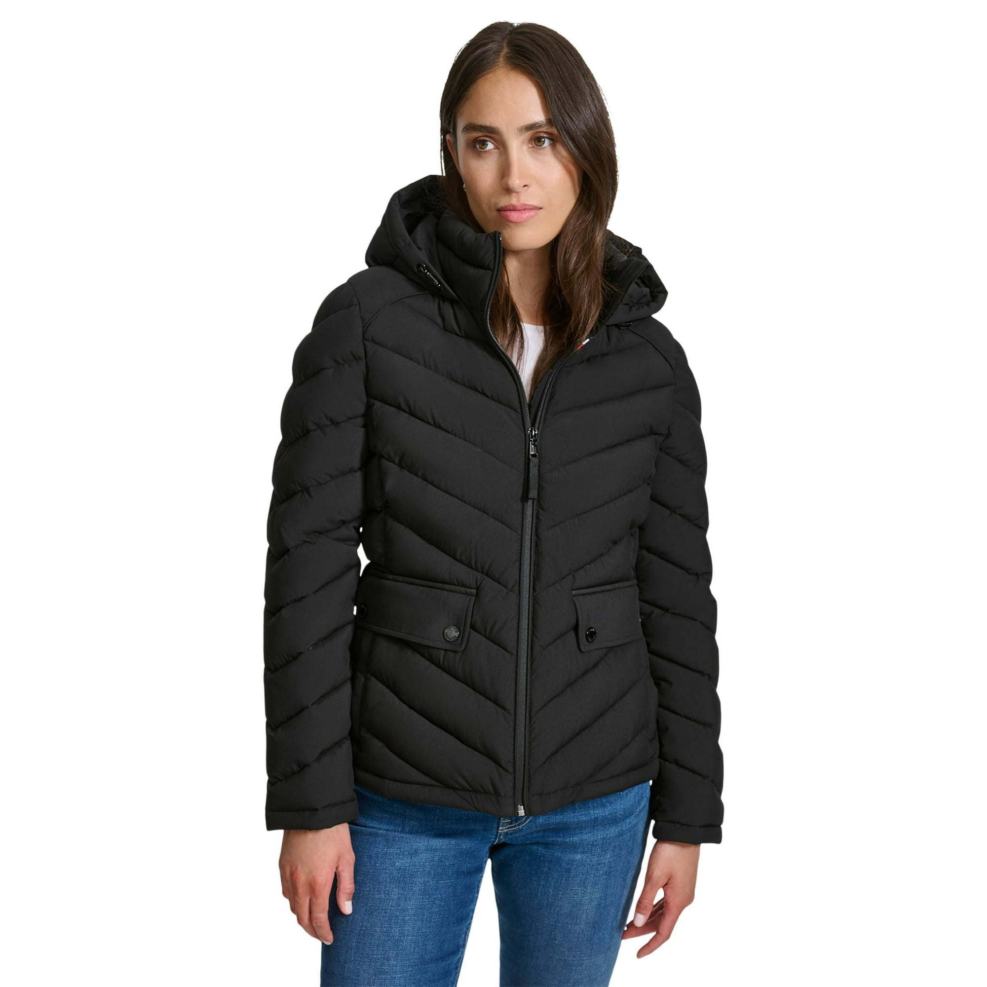 Chaqueta Tommy Hilfiger Ligera Con Cremallera Para Mujer, Color Negro