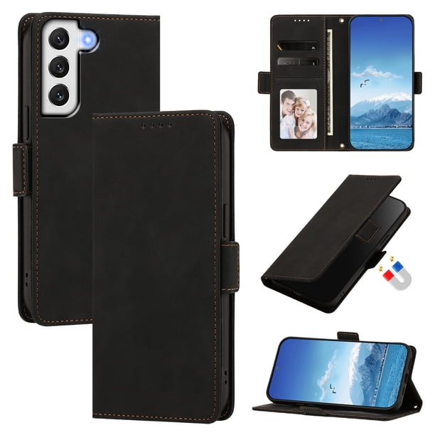 Funda Billetera Delgada para Samsung Galaxy S23 FE 5G con Ranuras y Soporte Negro