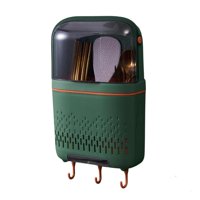 Xusx111 - Soporte De Utensilios, Drenador De Cubiertos De Almacenamiento Compartimental Impermeable Con Cubierta, Contenedor De Palo Colgante De Cocina Desmontable Para Utensilios De Montaje En La Par
