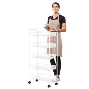 Prochef - Carro Organizador Multiuso Acero Blanco 5 Bandejas Removibles