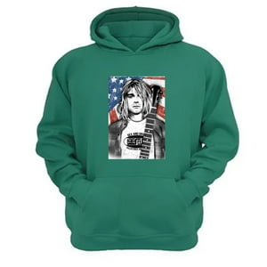 Genérico - Polerón Canguro Kurt Cobain Verde Aguamarina Talla S Unisex