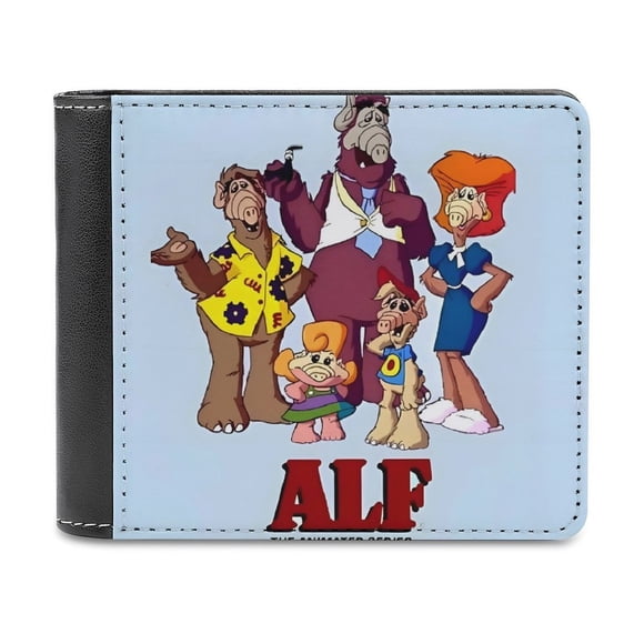 ALF: La Serie Animada Cartera de Cuero PU para Hombres, Tarjetero Bifold Delgado, Cartera Minimalista de Cuero Sintético Suave