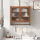 thumbnail image 2 of 24.8"Glass Door Vintage Double Door Wall Cabinet with Three Tiers of Storage with Towel Rack, for Bathroom, Kitchen,Dining Room,Brown, 2 of 3