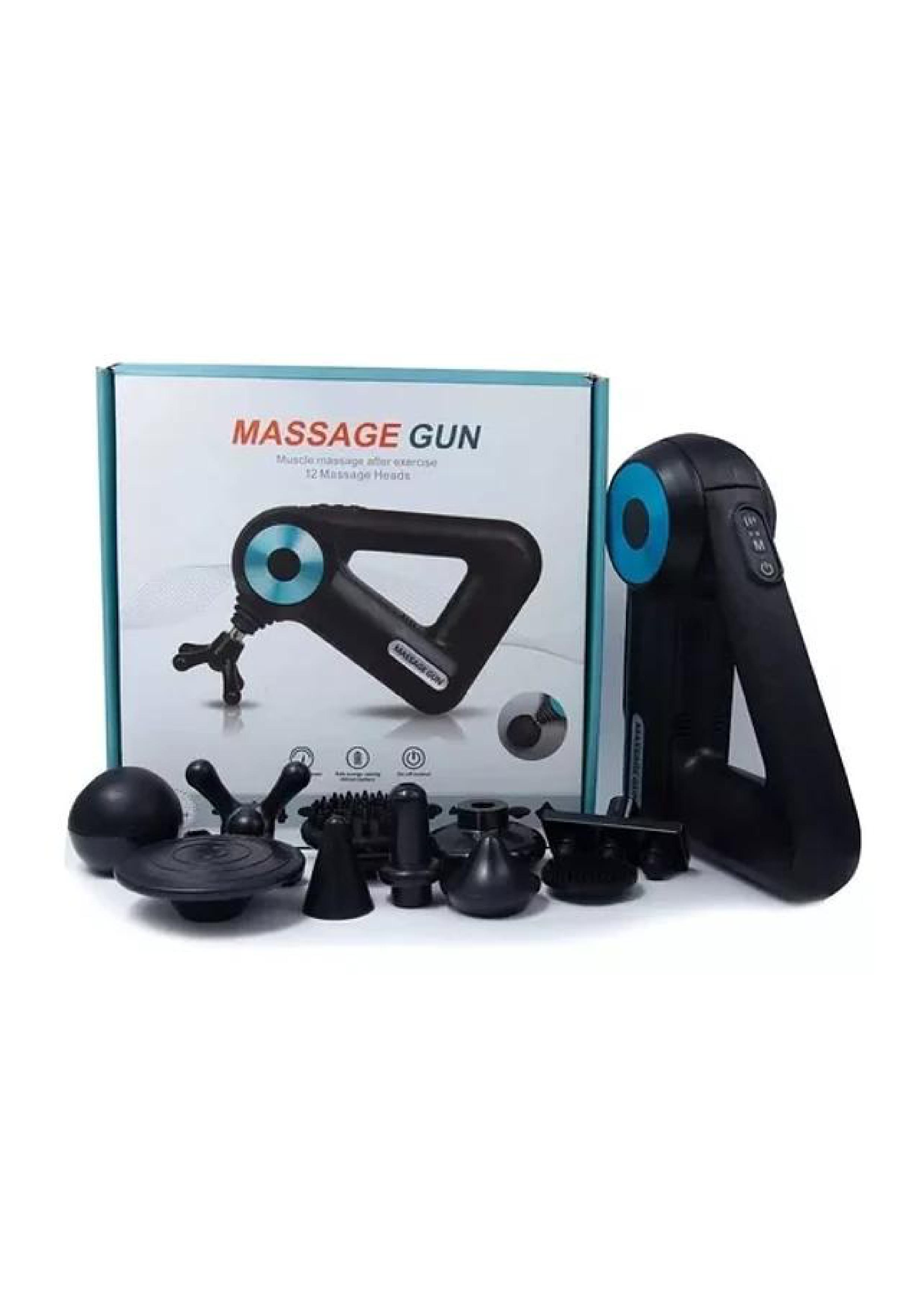 Massager Gun. - Pistola Masaje 12 Cabezales Triangular Recargable 12 En 1 Color Rojo