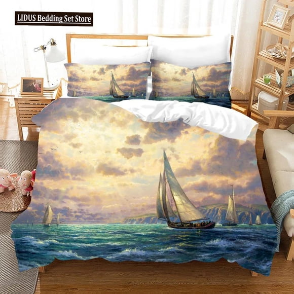 v1093 Bed Sheets Oil Painting Van Gogh Star Sky Bedding Set Queen King Size Bedroom Decor Quilt Cover Pillowcase / Pcs Bed Linen Home Textile 3-Piece Bedding Set (1 Duvet Cover + 2 Pillow Shams) Bed S
