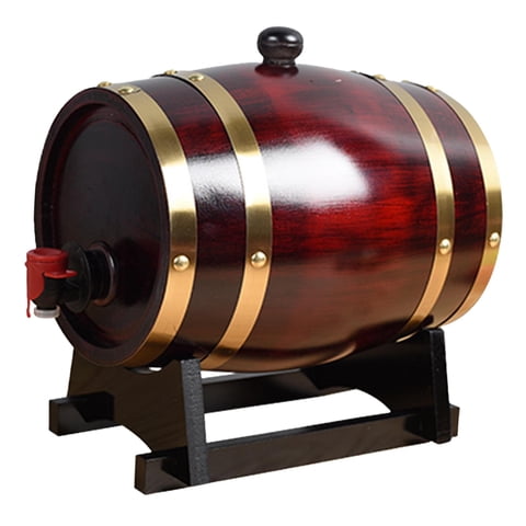 Magideal - Barril De Roble Para Añejamiento De 1 Galón (5 Litros) Con Soporte, Barril De Vino De Roble, Barril De Vino De Estilo Retro Para Bebidas, Cócteles, Ce