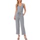 thumbnail image 2 of INSPIRE CHIC Monos para Mujeres Elegantes y Casuales Mono sin Mangas Cuello Redondo Tejido Pierna Ancha Rompers Jumpers Conjuntos de Verano XS Gris, 2 of 6