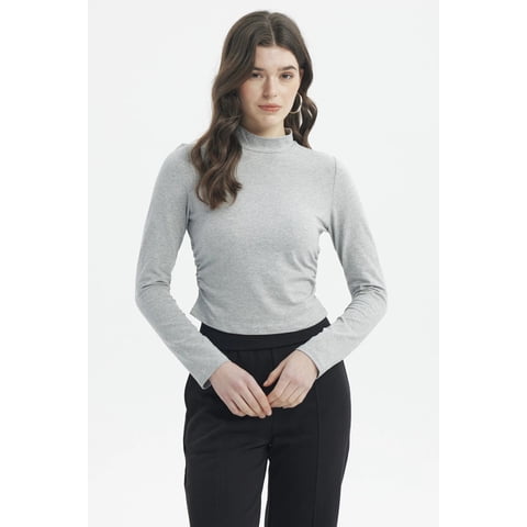 Fashionspark - Polera Mujer Juvenil Gris Melange