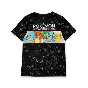 Camiseta Pokémon Para Niños De 9 A 10 Años | Verde/Negro | Pikachu Squirtle Bulbasaur Charmander