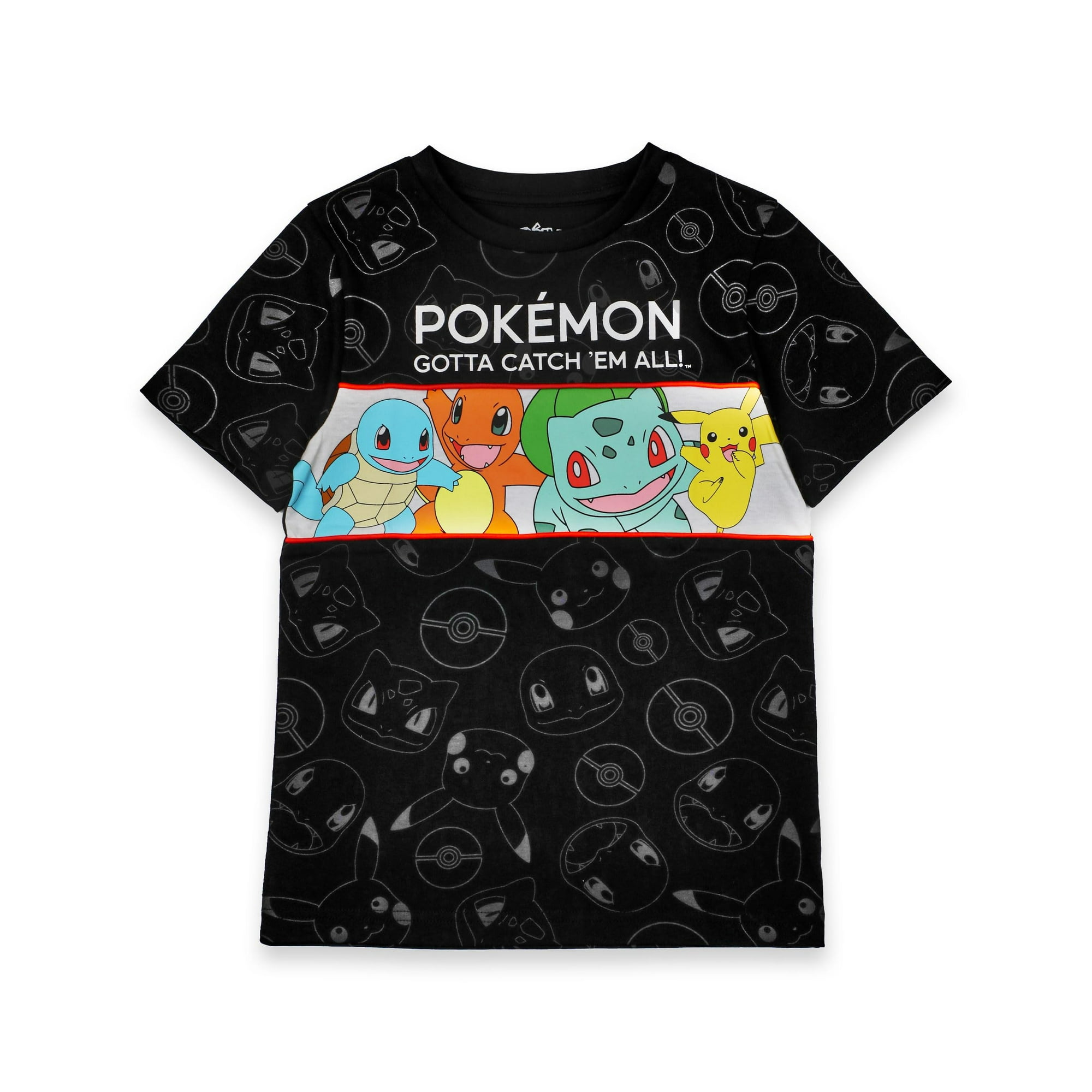 Camiseta Pokémon Para Niños De 9 A 10 Años | Verde/negro | Pikachu Squirtle Bulbasaur Charmander