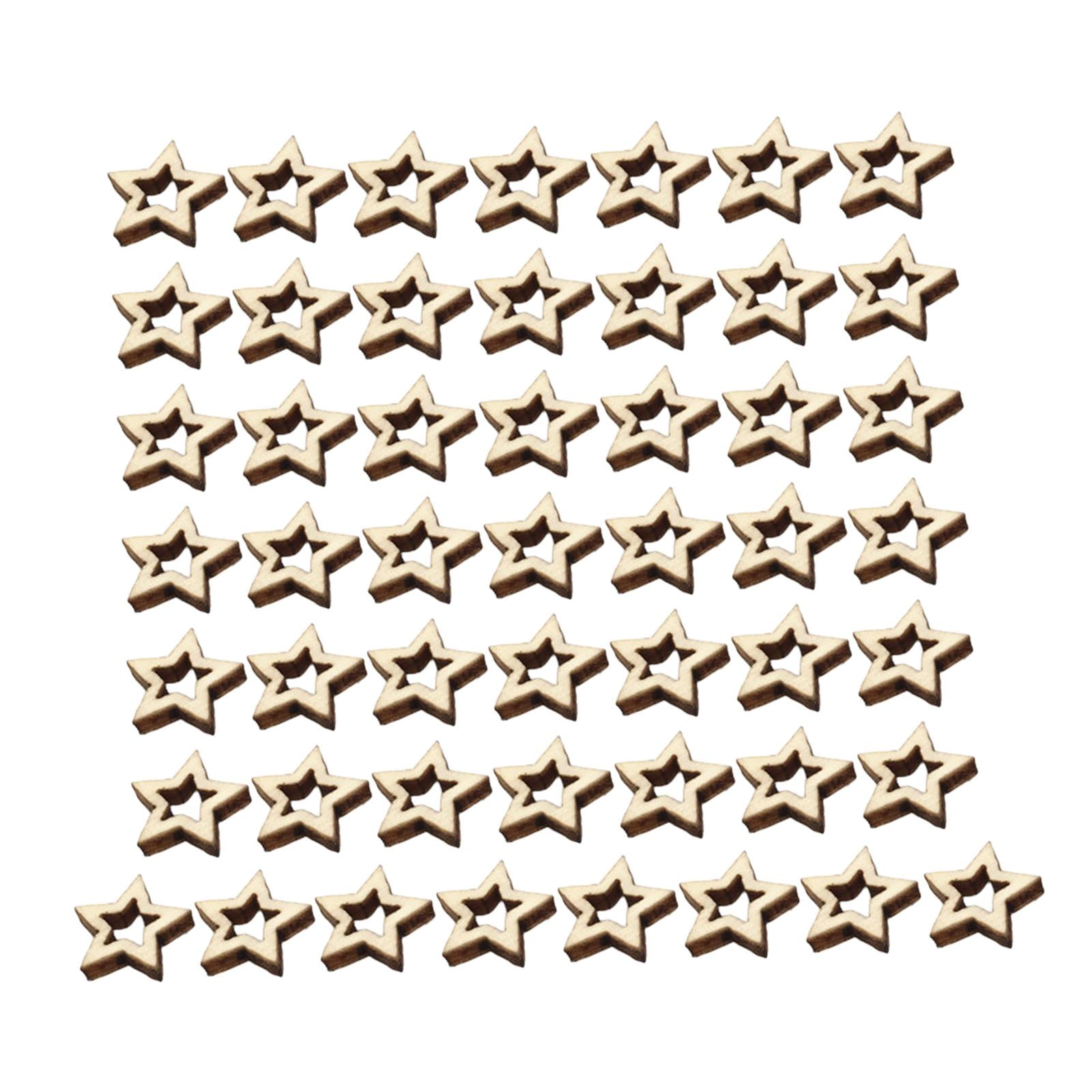 Magideal - Estrellas Huecas, Piezas De Madera Sin Terminar, Letreros De Madera, Aros De Estrella Multifuncionales, Recortes De Madera Para Decoración Navideña De 50 Piezas De 1 Cm