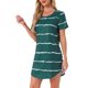 thumbnail image 4 of INSPIRE CHIC Camisón a Rayas para Mujer, Manga Corta Suave con Cuello Redondo y Dobladillo Curvo, Ropa de Dormir Ligera M Azul Verde, 4 of 6