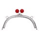 thumbnail image 1 of Uxcell Marco de Bolso de Metal, 16.5cm/6.5" Cierre de Beso con Cuentas de Plata, Rojo, 1 of 7