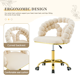 thumbnail image 3 of Silla de vanidad trasera de burbuja de terciopelo, silla de maquillaje giratoria de 360 ° de altura ajustable con base de metal de oro y ruedas rodantes silenciosas, 3 of 5