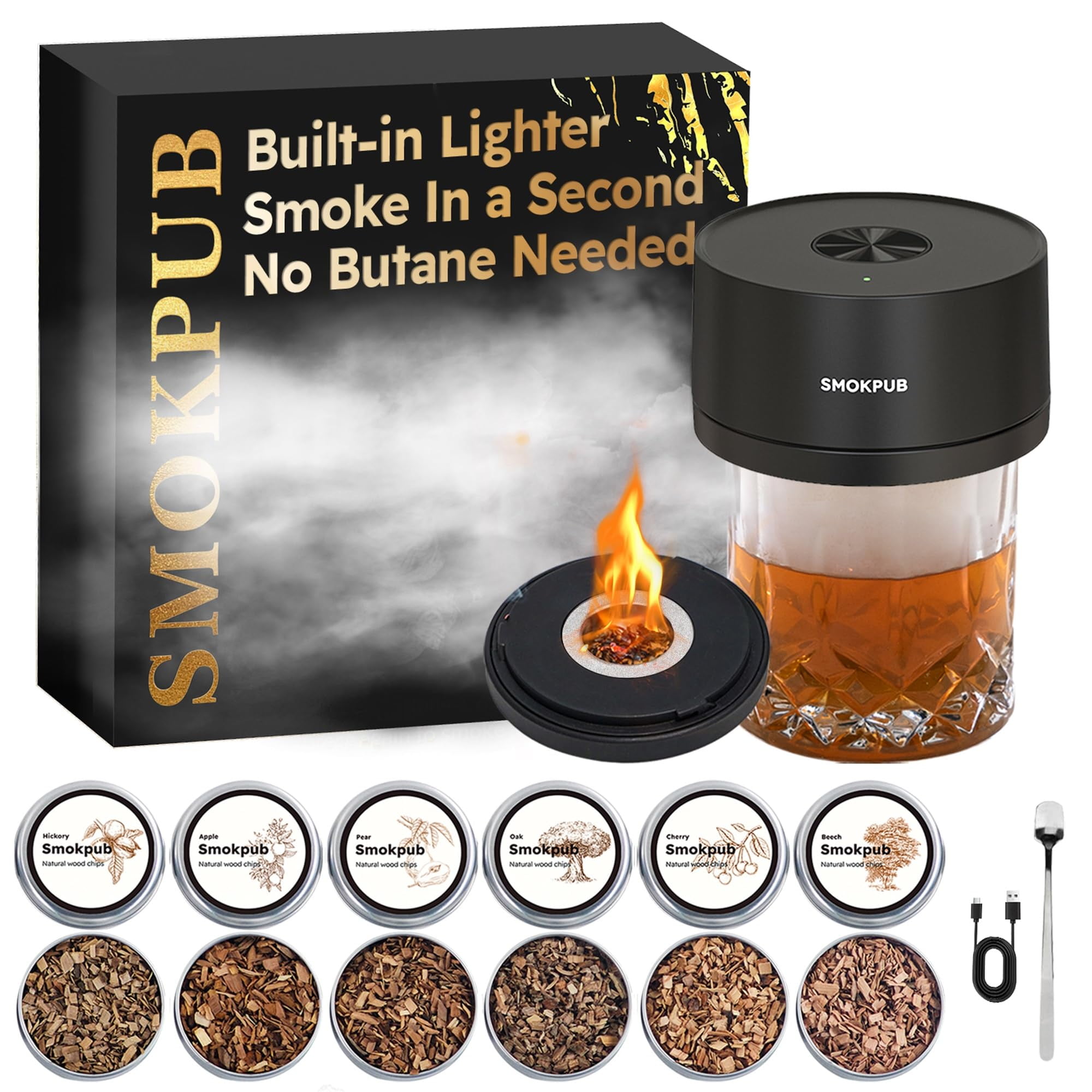Whisky Eléctrico Cocksmoker Smokpub Con 6 Astillas De Madera