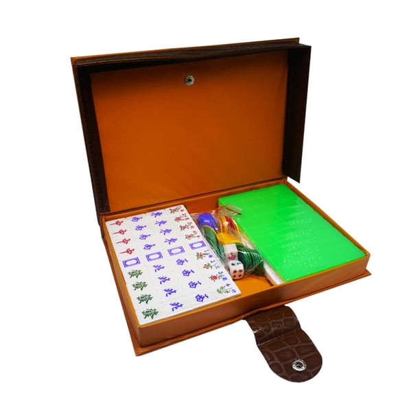 Juego De Viaje Mahjong Con Caja De Transporte Acrílico Para Noches De Juego Diversión En Casa Verde