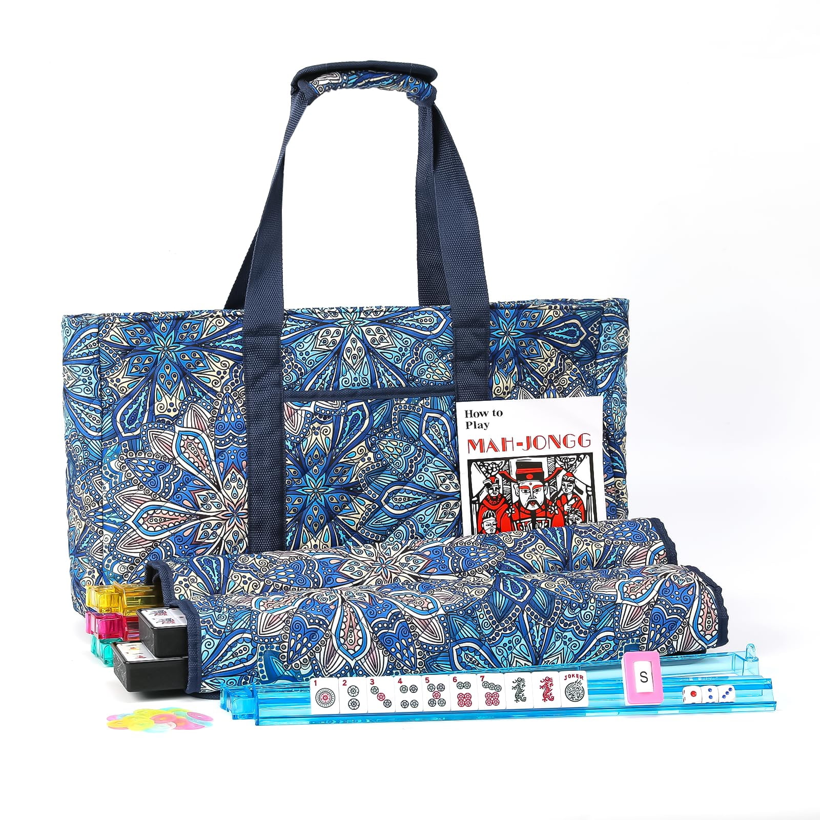 Set De Fichas De Mahjong Kyerlish De 166 Piezas Con Bolsa De Transporte Azul