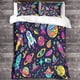 thumbnail image 3 of Funda nórdica con estampado 3D de cohete planetario galáctico, juego de ropa de cama de 3 piezas con funda nórdica de universo, de microfibra con cierre de cremallera oculto y fundas de almo, 3 of 3