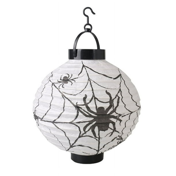1pc Haunted House LED Lantern - Battery Operated Pumpkin Paper Lantern for Scary Halloween Decorations