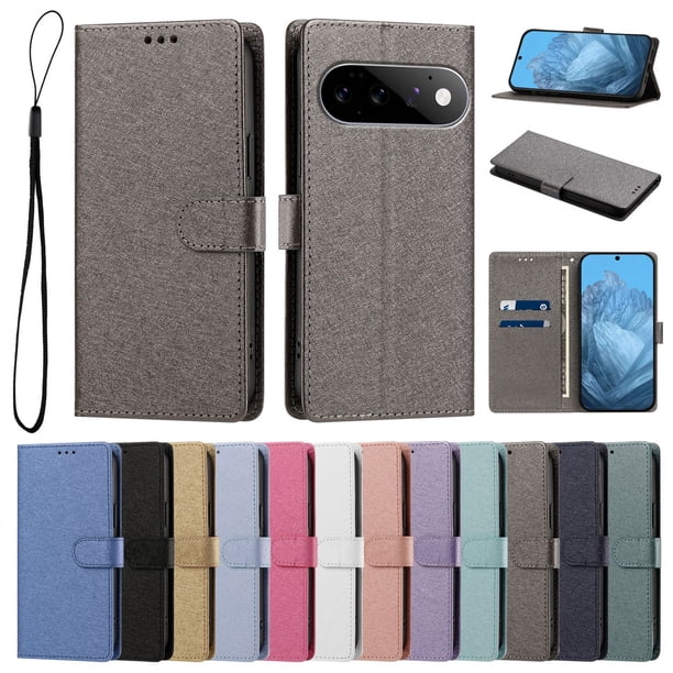 Cartera para Google Pixel 11 Pro con Bolsillo de Tarjetas, Gris