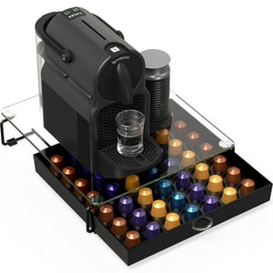 Cajón Porta-Cápsulas Deco Brothers Crystal, Cristal Templado, Negro