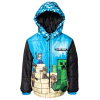 Campera Inflable De Invierno Con Cierre Para Niños Minecraft Azul 5-6