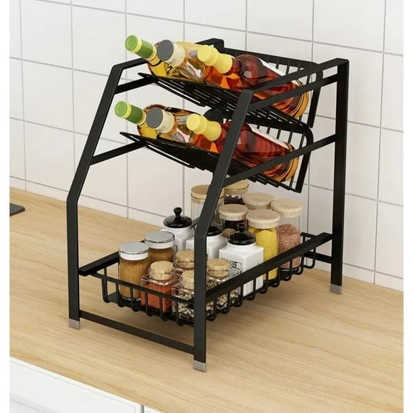 Organizador Rack Especiero De Cocina y Botellas 3 Niveles