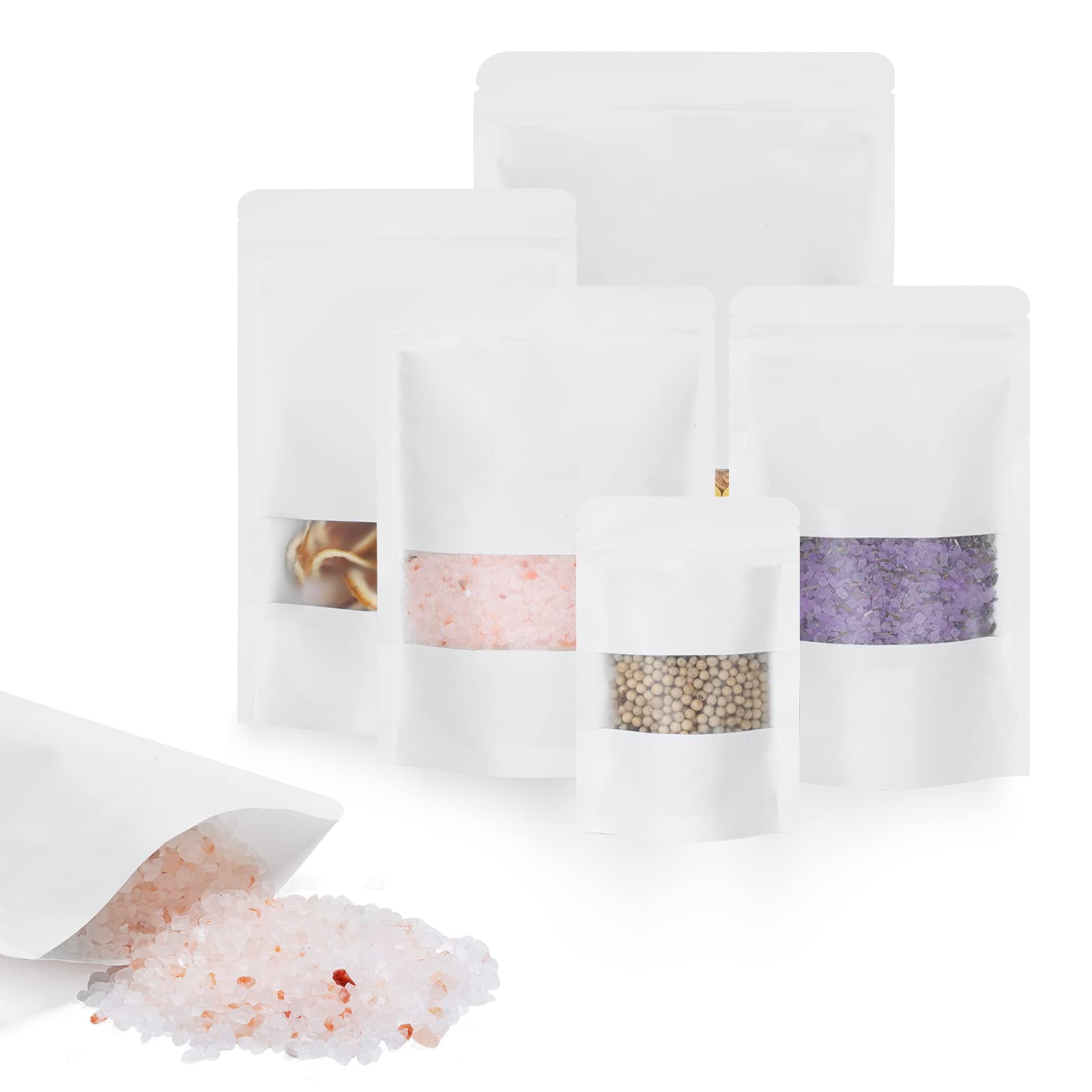 Bolsas Kraft Larzack, 100 Unidades, Con Ventana, 15 X 22 Cm, Color Blanco, 725 Ml