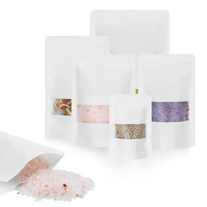 Bolsas Kraft Larzack, 100 Unidades, Con Ventana, 15 X 22 Cm, Color Blanco, 725 Ml