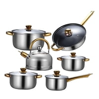 Bothyi - Juego De Cocina De Olla De Sopa De Acero Inoxidable Con Tapa De Vidrio, 6 Uds., Para Sartenes De Cocina Con Hervidor