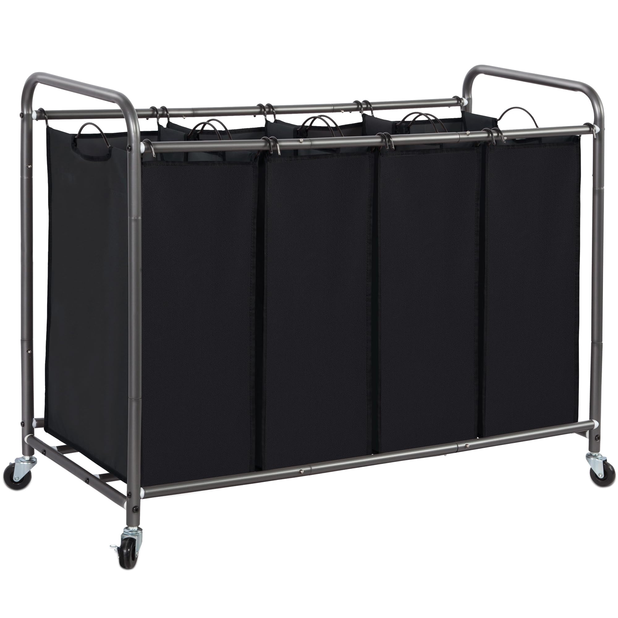 Clasificador De Ropa Storage Maniac, 4 Secciones, 181 L, Con Ruedas, Negro