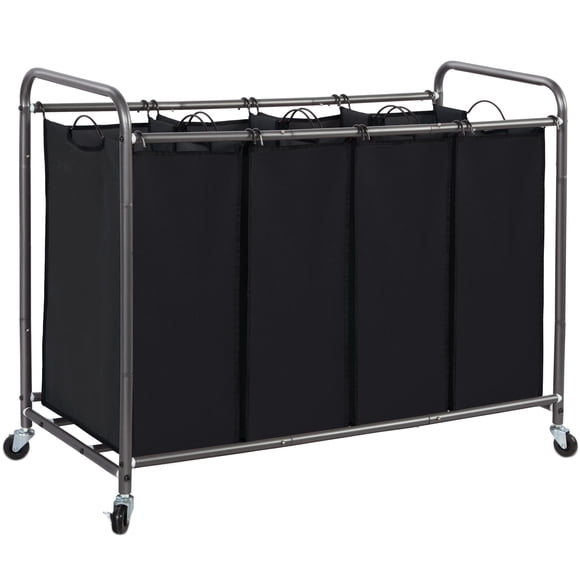 Clasificador de ropa STORAGE MANIAC, 4 secciones, 181 L, con ruedas, negro