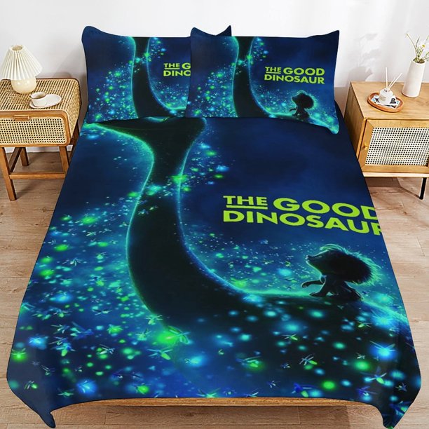 The Good Dinosaur Cartoon Bedding Sets Ultra Soft Skin-Friendly Duvet Cover 3 Piece, Cute Comforter Cover Bed Set for Boys Girls Kids