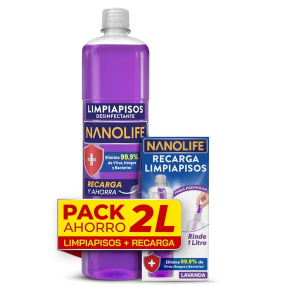 Limpiapisos desinfectante aroma lavanda 1 litro + recarga (rinde 1 litro), 2000 ml