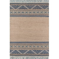 Alfombra Area Momeni Esme Azul, 60 Cm X 90 Cm, Lana Y Yute