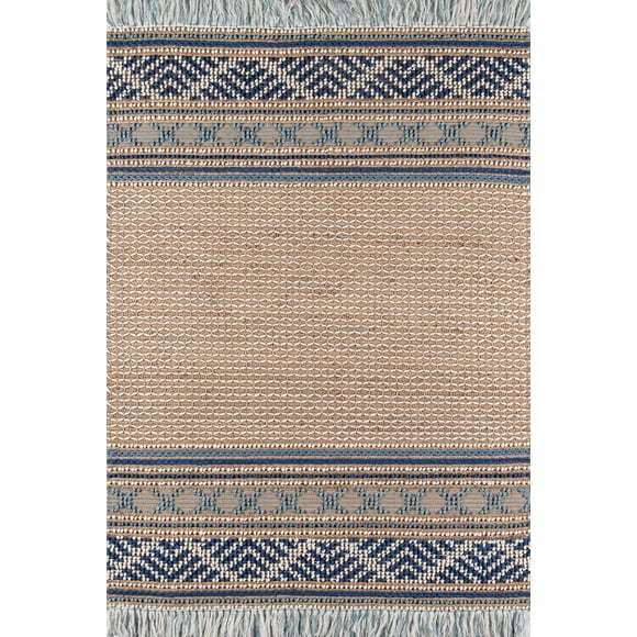 Alfombra Area Momeni Esme azul, 60 cm x 90 cm, lana y yute