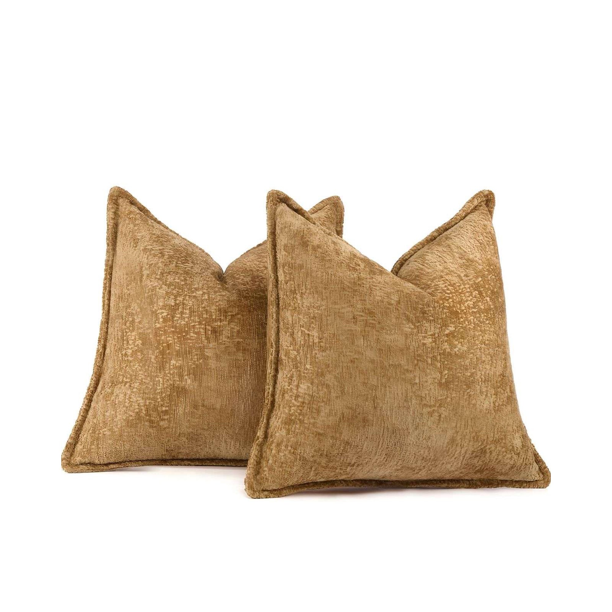 Genérico - Set De 2 Fundas De Cojin Chenille 45x45 Mostaza