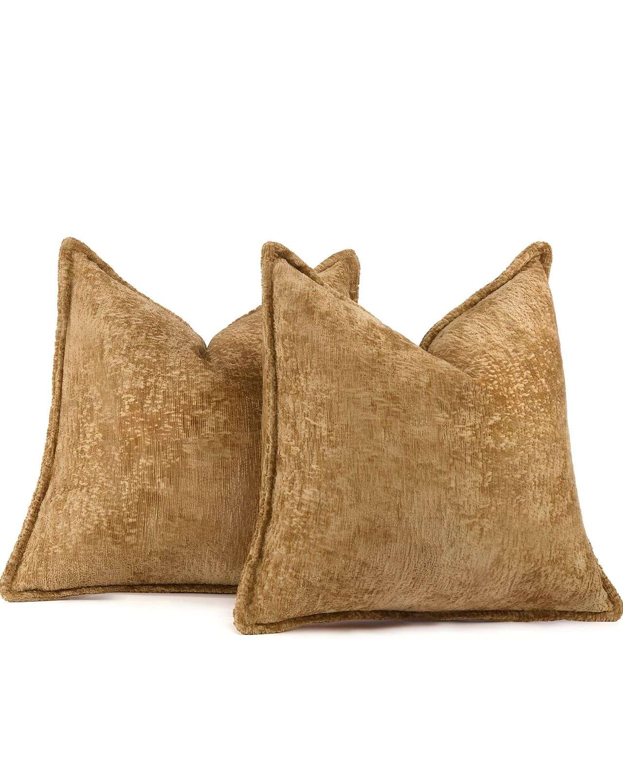 Genérico - Set De 2 Fundas De Cojin Chenille 45X45 Mostaza